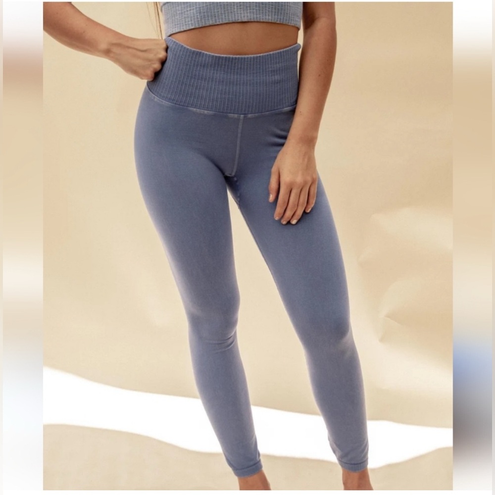 Free People Movement High Rise 7/8 Good Karma Blue Leggings XS/S